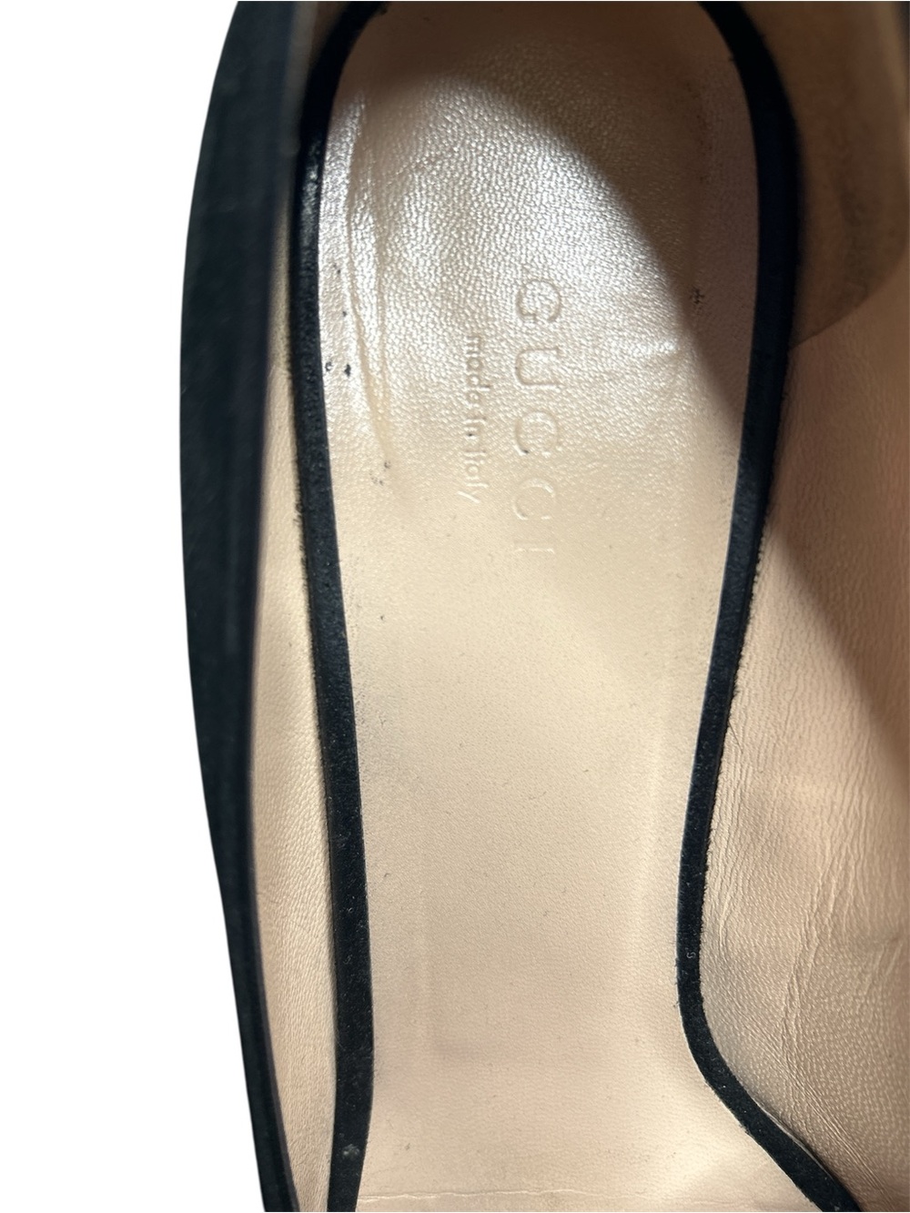 Gucci Marmont Fringe Block Heel Pumps Black Suede Double G Loafers Size 40.5 - Picture 9 of 9